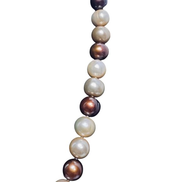 Vintage Shades of Brown Freshwater Pearl Necklace And Bracelet Set (5967) - Picture 5 of 10